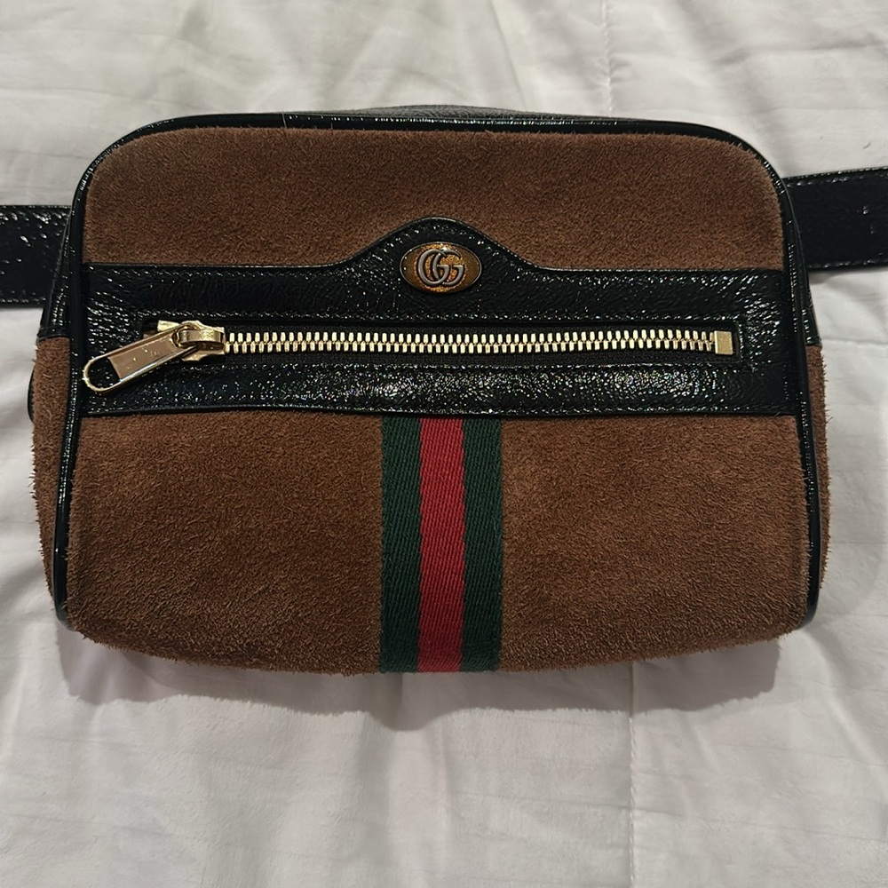 Gucci Brown and Black Suede Crossbody Bag